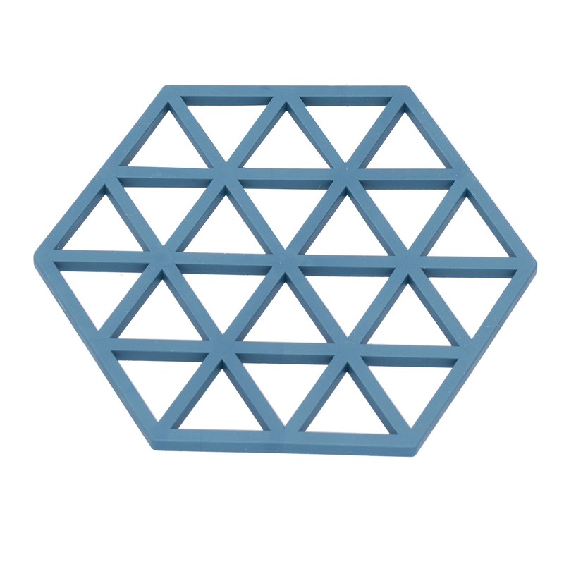 5pcs Table Mats Geometric Hex Shape Hollow Silicone Blue Insulation