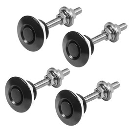 Gasedin 4 PCS Car Hood Pins, 1.2 Inches Push Button Bonnet Aluminum License Plate Locking Clips, Universal Engine Hood Pins Quick Release Lock Latch Bumper, Car Accessories (Black)