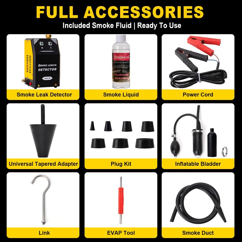 Automotive Smoke Machine with All Accessories & 100ml Smoke Fluid