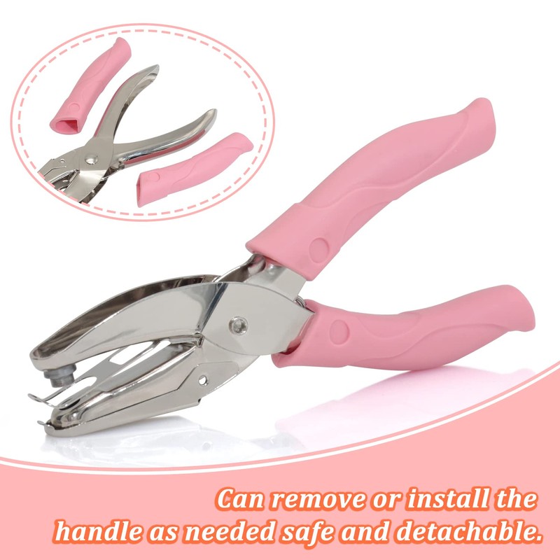 CheeMuii 3 Pieces Metal Handheld Paper Punch Single-Hole Tag Punch