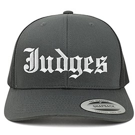 Trendy Apparel Shop Judges Old English 6 Panel Trucker Mesh Cap - Charcoal