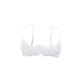 Shirley of Hollywood Women's Sparkling Sequin Embroidered Shelf Bra 380 36 White