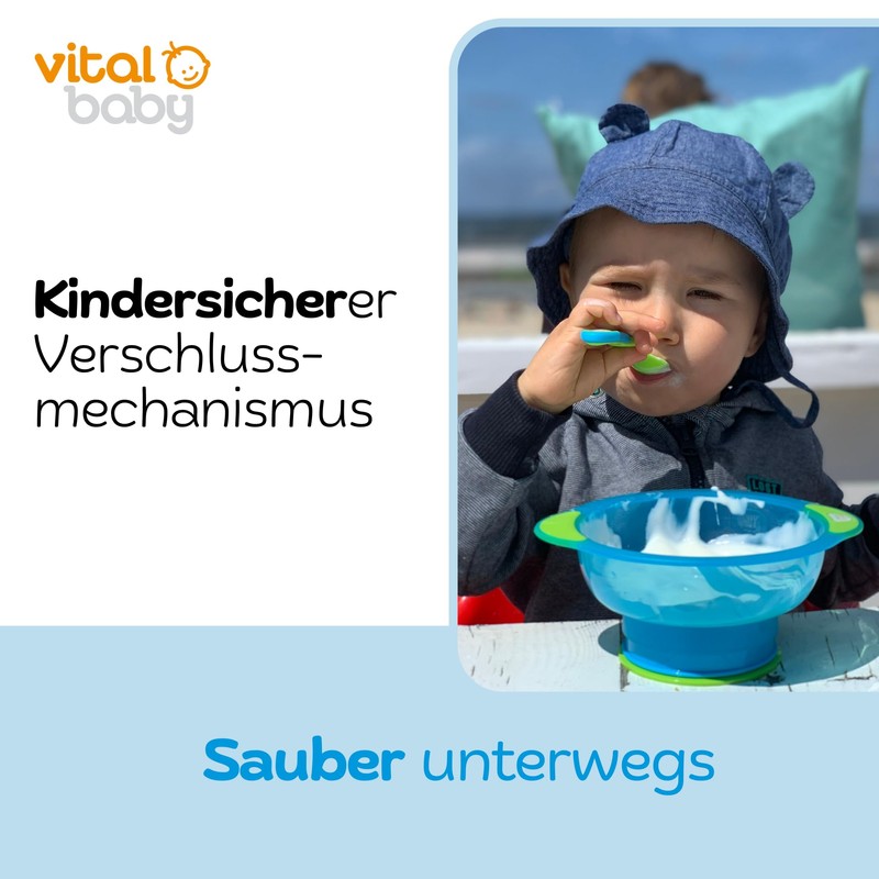 Vital Baby 492041 Unbelievabowl (with Lid & Spoon – Blue