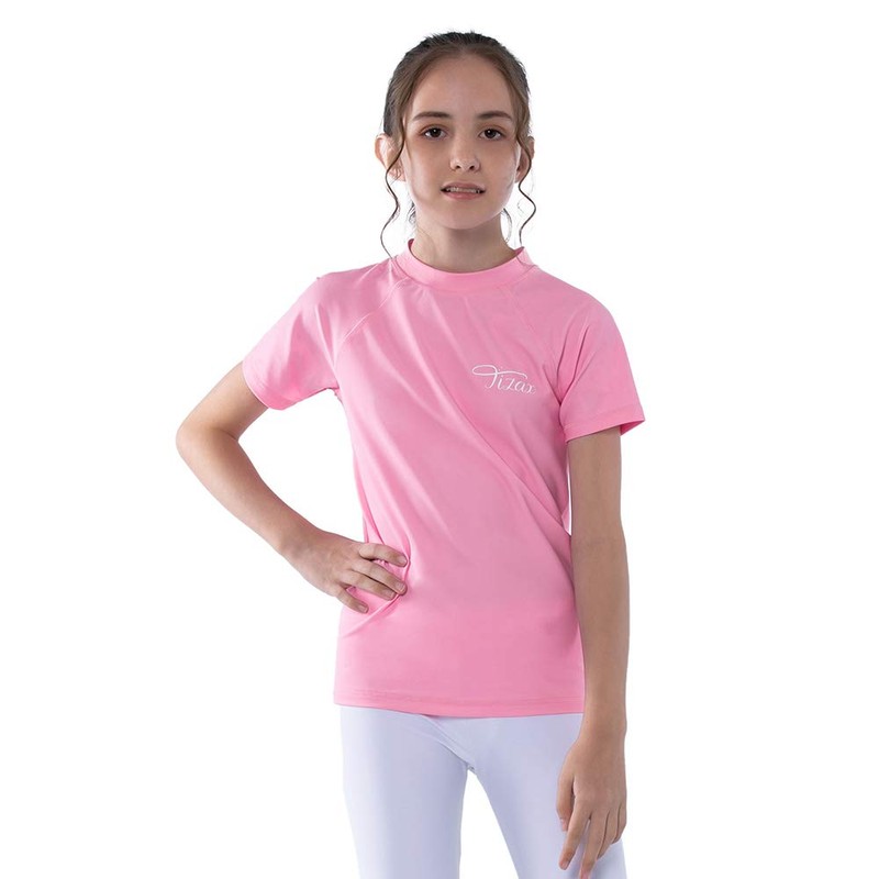 TIZAX Girls Short Sleeve Swimming Shirts Kids Sun Protection Rash
