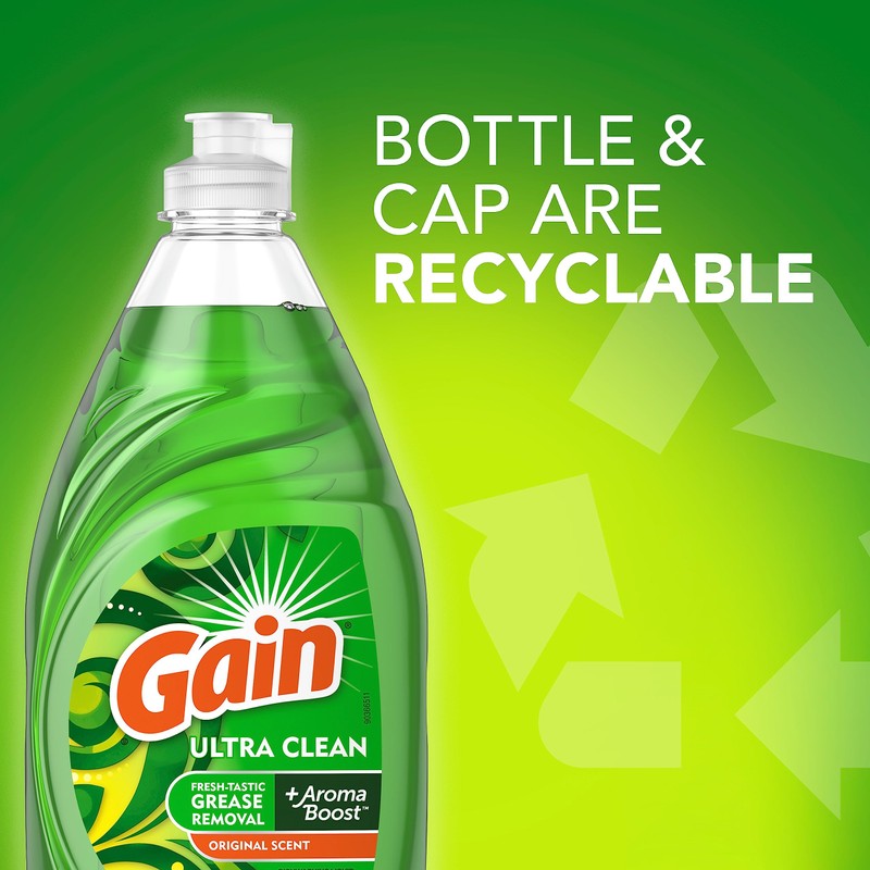 Gain Gain Ultra Dishwashing Liquid Dish Soap, Original Scent, 38