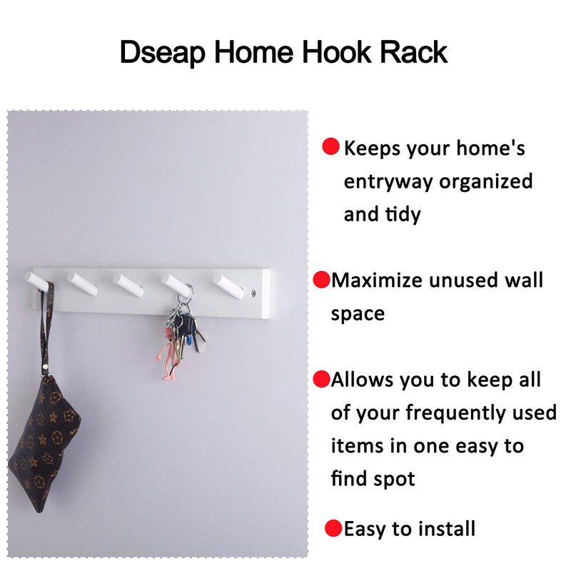 DSEAP Wall Mounted Coat Rack: 16-Inch Hole to Hole, 5