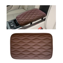 Wevdn Car Center Console Cushion Pad, 12.48×7.40 Inches Waterproof Car Armrest Seat Box Cover, Comfortable PU Leather Vehicle Armrest Cover Protector, Car Decor Interior Accessories (Coffee)