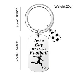 LUXYSODE Football Initial A-Z Keyring Football Gifts For Boys Football Keyring Keychains Footballer Gifts Birthday Christmas Graduation Gifts Just A Boy Who Loves Football (G)