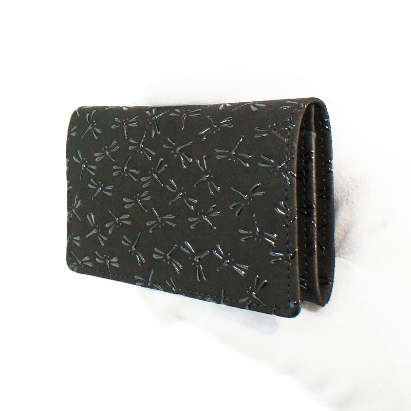 Indenya 2501-01-008 Business Card Holder, Large Capacity, Deer Leather, Black