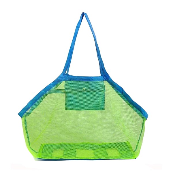 GeekerChip Beach Bag, Beach Toy, Sand Toy Bag, Mesh Bag, Large Beach Bag, Green, Storage Bag for Beach Toys, Foldable (Green).