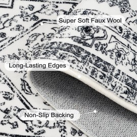 Uphome Long Washable Runners for Hallways, 2x8 Boho Kitchen Runner Rug Non Slip, Modern Soft Entryway Runner Rugs Low Pile, Non Shedding Carpet Runner for Hallway Bedroom, Black White