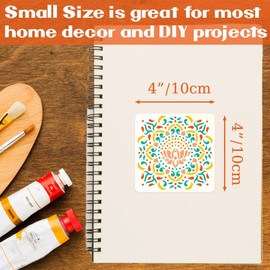 Mandala Stencils for Painting on Wood Wall Floor Furniture Tile Fabric, Small Rangoli Stencils Rock Painting Stencils for Home Decor (4 inch)