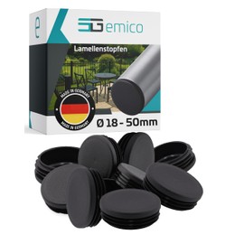 emico Lamellar Plugs, Diameter 50 mm, Pipe Wall Thickness 1.0-2.5 mm, Pack of 4, Black, Round Plugs Made of High-Quality PE, Weather-Resistant and Shock-Resistant Pipe Plugs, Ideal for Precise Pipe