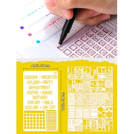 30 Pieces Journal Stencils Plastic Planner Stencils Ultimate Productivity Journal Stencils Set DIY Drawing Templates for Journal Notebook Diary Scrapbook Decor Supplies, 4 x 7 Inch
