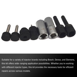 JEUCLEL 8PCS Common Rail Diesel Injector Repair Kit Compatible with Bosch, Denso and Siemens injectors, Special Tools to loosen and Remove the Injector's Internal Fixings, Injector Valve Seat Socke
