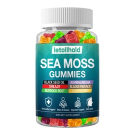 Sea Moss Gummies - Irish Sea Moss Gummies Advanced for Adults with Ashwagandha Bladderwrack & Burdock Root for Supports Immune，Energy - 60 Vegan Gummy,1PCS