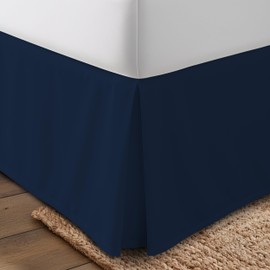 Utopia Bedding Full Bed Skirt - Soft Quadruple Pleated Ruffle - Easy Fit with 16 Inch Tailored Drop - Hotel Quality, Shrinkage and Fade Resistant (Full, Navy)