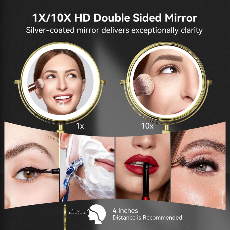 Nicesail 8” Rechargeable LED Magnifying Makeup Mirror with 3 Color