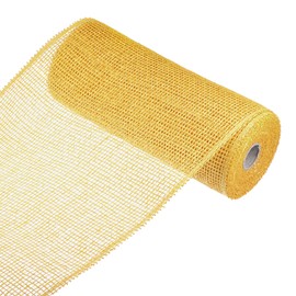 MECCANIXITY PP Burlap Mesh 10 Inch x 10 Yard Wrapping Ribbon for Home Outdoor Wreath Decoration, 1 Roll Gold