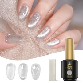 Biutee Magnetic Nail Gel Nail Color Gel, Cat Eye, Cat Eye Effect, 0.3 fl oz (8 ml), With Magnet, Cat Eye, Gel, Fine Particles, Diamond Gel, Magnetic, Brilliant Sparkle (White, White)