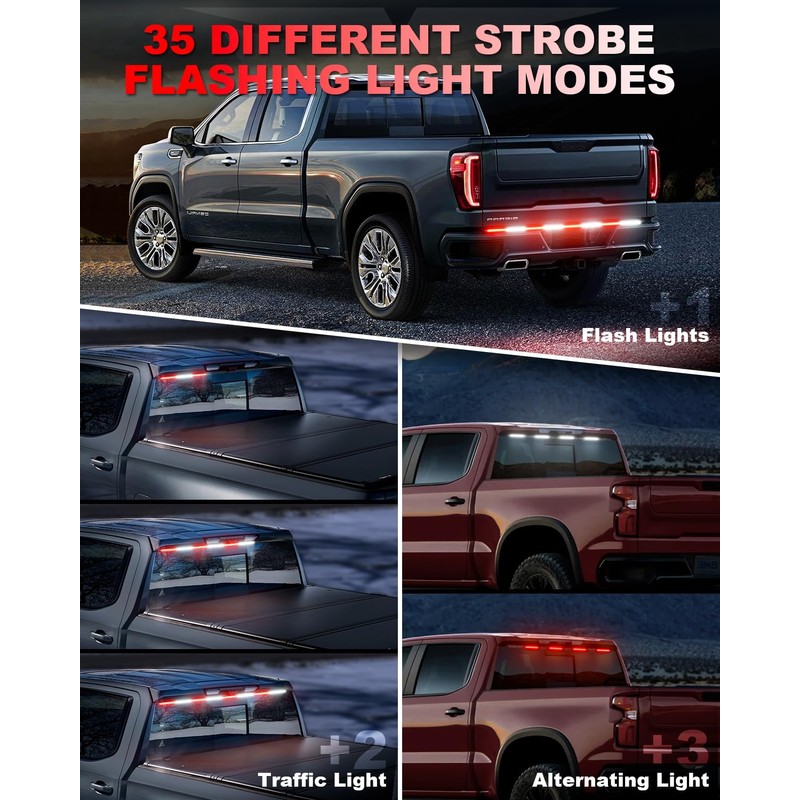 LUMENIX 49" Inch Strobe Light Strips, Back Window | Tailgate
