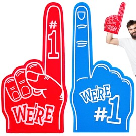 FunnAura 2 PCS Blue and Red Gladiators Foam Finger, Number 1 Giant Foam Hands, Party Props Sports Fan Accessories
