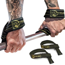 Premium Weight Lifting Wrist Hooks Straps for Maximum Grip Support - Deadlift Gloves & Grip Pads Alternative in Fitness Gym Power Training Pull Up Deadlifting & Shrugs (lifting strap 7mm thick)