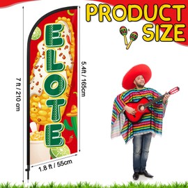 Remagr Elote Feather Flag 7 ft Advertising Swooper Flag Banner Signs with Pole and Ground Stake for Store Business Outside
