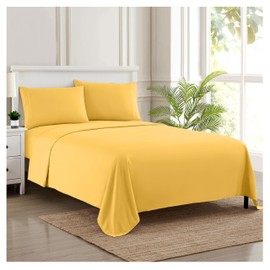1800 Supreme Collection - Breathable Luxury California King Sheet Set with Full Elastic & Secure Corner Straps Built In, Cal King Deep Pocket Bedding, Yellow