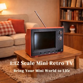 Retro Mini Work TV Toy – Tiny Fake Dollhouse TV with 720P Display, 8GB Memory, Supports Headphones & USB Playback – Perfect for Dollhouse Scenes & Collectible Decor (Retro red)