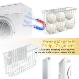HISSATE Magnetic Dryer Ball Holder for Laundry Room Organization and Storage,Lint Bin Magnetic Hanger Laundry Organizer, Iron Wool Dryer Ball Container Basket for Laundry Refrigerator Storage