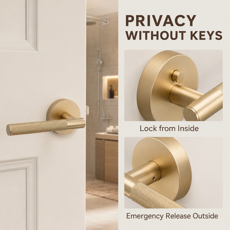 Knurled Privacy Door Handle for Bedroom & Bathroom