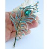 Sindary Rhinestone Crystal Peacock Feather Brooch Pin Pendant BZ5860 (Gold-Tone