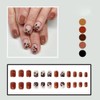 24 Pcs Fall Press on Nails Short Square Coffee Brown