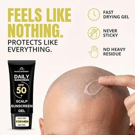 The Bald Brothers Bald Head Care | Daily SPF50 Invisible Sunscreen Gel | Scalp Sunscreen |100% Matte Finish & Non-Greasy | Fast-Absorbing Scalp & Face Gel | Fragrance-Free Formula