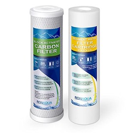 1 Standard Coconut Shell Block Carbon & 1 Four Layers of Filtration Polypropylene Sediment 5 Micron 2.5"x 10" Water Filter Cartridges Universal replacement for Reverse Osmosis & Standard 10” Housing