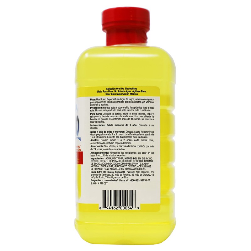 REPONE SUERO Electrolyte Solution with Zinc, Rehydrates, Restores Minerals and