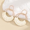 Boho Raffia Earrings for Women Summer Raffia Hoop Earrings Statement