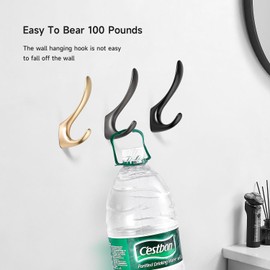 SARIHOSY Black Coat Hooks, Black Zinc Alloy Coat Hook Suitable Used for Single Layer Towel Bathroom Bedroom Classroom Kitchen, Black 5-Piece Set