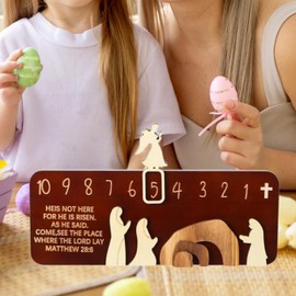 Fenteer Easter Empty Tomb Resurrection Scene Ornament Wooden Tabletop Sign for Indoor Family Holiday