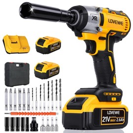 LOVEWE Impact Wrench Cordless, 1/2 Inch Brushless Power Impact Driver, Torque 737.6 Ft-lbs (1000N.m) With 2x 4.0Ah Battery, Fast Charger, 6 Sockets And Full Accessory111