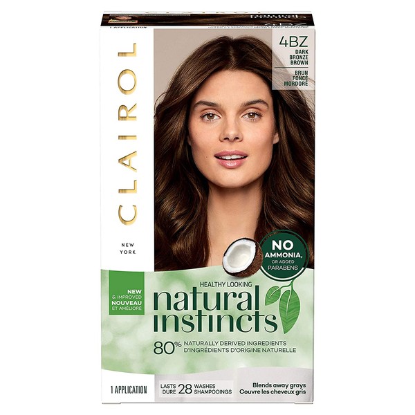 Clairol Natural Instincts Semi-Permanent, 4BZ Dark Bronze Brown, Double Espresso,