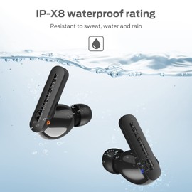 Monster N-Lite Clear Talk Wireless Earbuds Bluetooth 5.3 Headphones with CVC 8.0 Noise Reduction, IPX8 Waterproof, 60H Playtime, Fast Charging for Sport, Small, Ash Black
