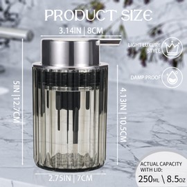 LELE LIFE 2 Pack Foaming Soap Dispenser- Clear Acrylic Foam Hand Soap Dispenser with Silver Pump for Bathroom, Modern Refillable Foaming Soap Bottle,Clear Grey