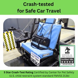 Crash Tested Cat Carrier Soft, Airline Approved Pet Carrier, Expandable Dog Carriers for Small Dogs | 5-Star Safety Rated Dog Car Seat for Safe Travel for Cats and Dogs up to 25 lbs (Black, M)