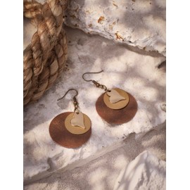 MINACHI Vintage Bohemian Circular Disc Heart Dangle Drop Earrings, Boho Hippie Summer Jewelry Gift for Women