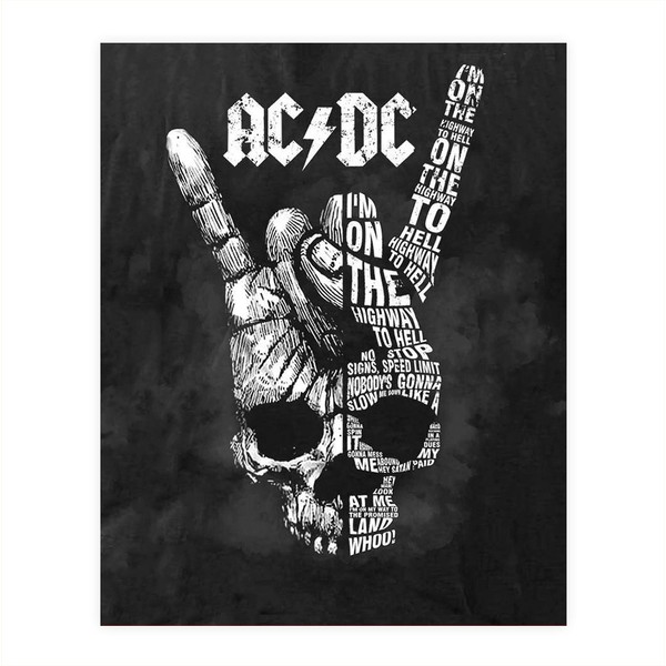 AC~DC Band Song Art Poster"Highway To Hell"- 8 x 10 Wall Print- Ready To Frame. Iconic Rock Song Poster Print. Home-Studio-Bar-Dorm-Man Cave Decor. Perfect Gift For All AC/DC Fans.