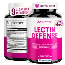 GoBiotix Lectina Defense | Bloqueo de Lectinas Dietéticas y Facilidad de Gas | Ayuda en la Salud Intestinal con Apoyo Inmunológico | Suplemento de enz