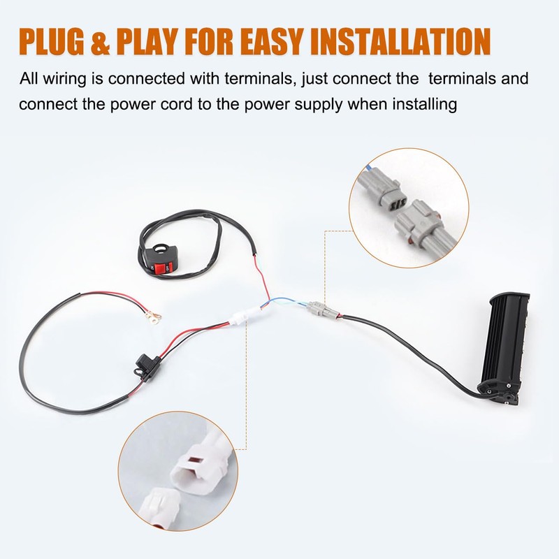 Motorcycle LED Light Bar & ON-Off Switch Headlight kit for