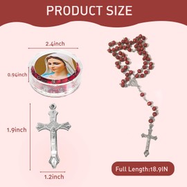 24 Pcs Rose Scented Catholic Rosaries Necklaces Wooden Rosary Beads Cross Necklace with Jesus Our Lady of Guadalupe Box Holy Rosary Beads Catholic For Women Men First Communion Funeral Baptism Favors